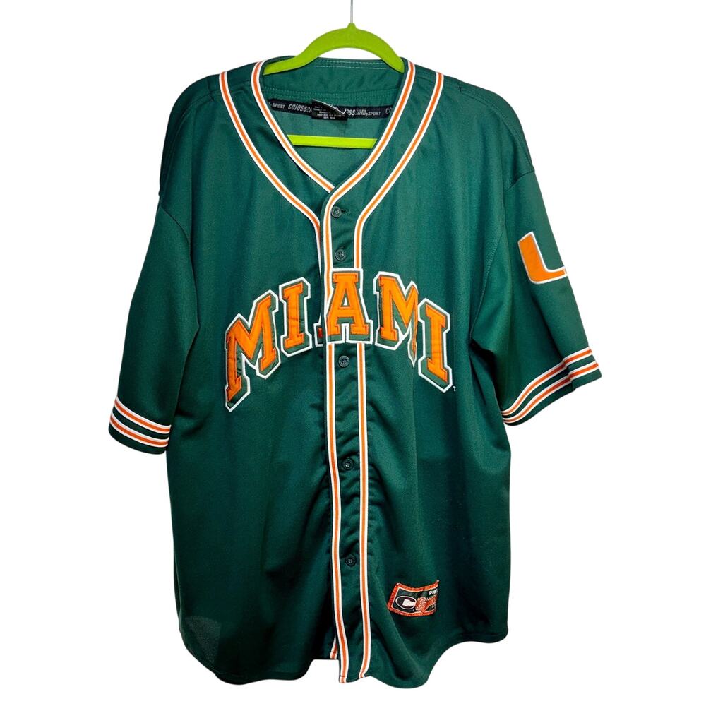 VTG Miami Hurricanes Baseball Jersey Men's XL Colosseum Condition Issue on Front